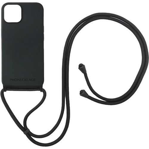 PHONECKLACE フォンネックレス ロープネックストラップ付きシリコンケース For iPhone 15　ブラック PN25668i15