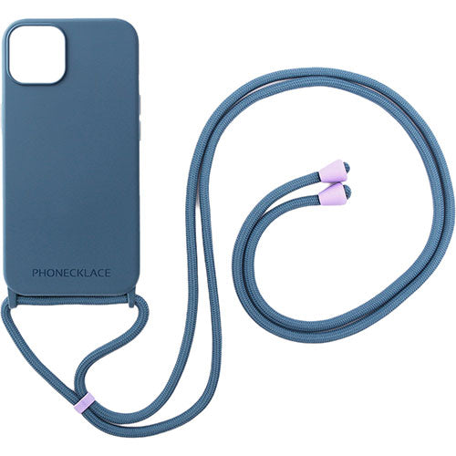 PHONECKLACE フォンネックレス ロープネックストラップ付きシリコンケース For iPhone 15　ティールブルー PN25669i15