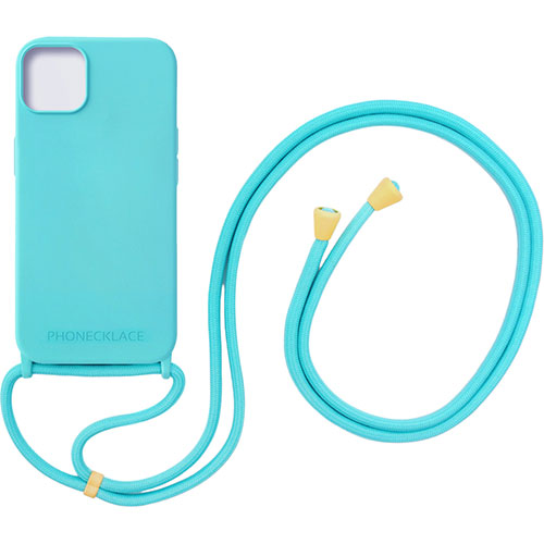PHONECKLACE フォンネックレス ロープネックストラップ付きシリコンケース For iPhone 15　ミント PN25670i15