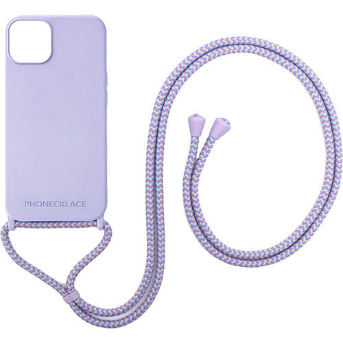 PHONECKLACE フォンネックレス ロープネックストラップ付きシリコンケース For iPhone 15　ラベンダー PN25672i15