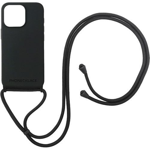 PHONECKLACE フォンネックレス ロープネックストラップ付きシリコンケース for iPhone 15 Pro　Black PN25673i15PR