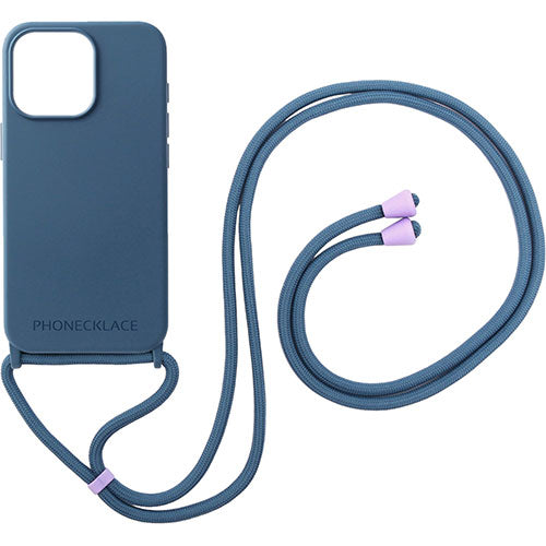 PHONECKLACE フォンネックレス ロープネックストラップ付きシリコンケース for iPhone 15 Pro　ティールブルー PN25674i15PR