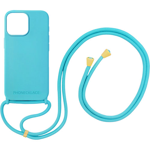 PHONECKLACE フォンネックレス ロープネックストラップ付きシリコンケース for iPhone 15 Pro　ミント PN25675i15PR