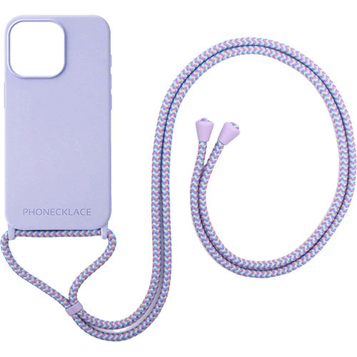 PHONECKLACE フォンネックレス ロープネックストラップ付きシリコンケース for iPhone 15 Pro　ラベンダー PN25677i15PR