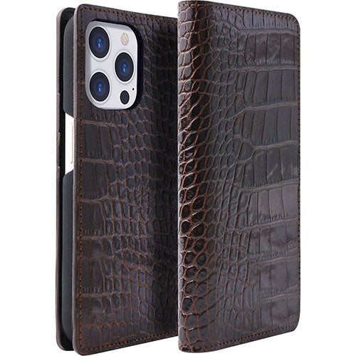 ABBI SIGNATURE LIPARI イタリアンレザー MagSafe対応ダイアリーケース for iPhone 15 Pro ダークブラウン ABS26192i15PR