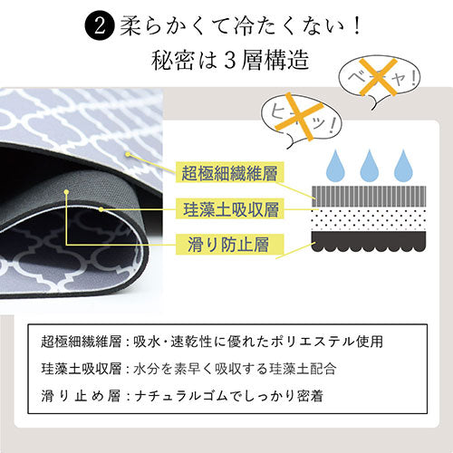 日翔 珪藻土使用 吸水ソフトマット ボタニカル柄 NISYO20849