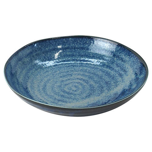 二明商店 めぐり陶器 色釉シリーズ カレー皿 紺青 nm-m004-blue