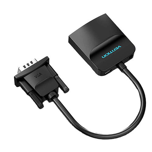 VENTION VGA to HDMI 変換ケーブル 1方向タイプ イヤホンジャック付 給電仕様 0.15m Black AC-2731