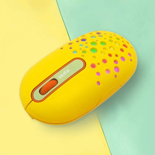 ビジネスハーモニー EGRET HappiE LEDがふんわり光る高機能充電式ワイヤレスマウス レモン EM23-H3