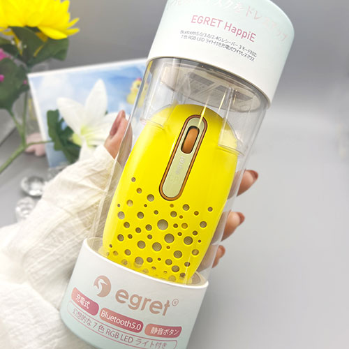 ビジネスハーモニー EGRET HappiE LEDがふんわり光る高機能充電式ワイヤレスマウス レモン EM23-H3