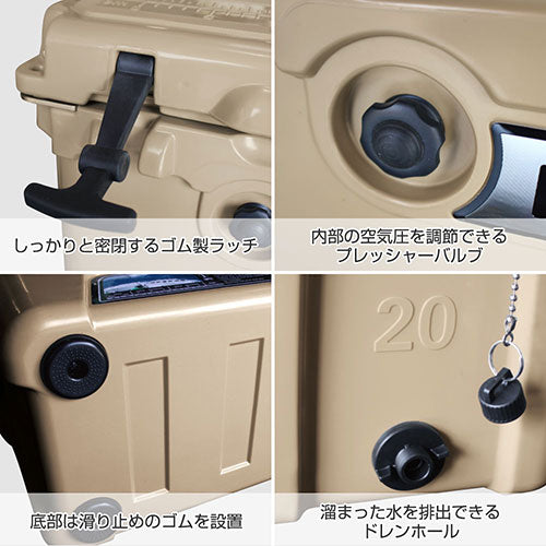 ジェイエスピー HANT クーラーボックス キャスター付き カーキ 70QT HAC70W-KH