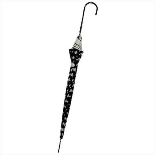 チェルベ　婦人深張小花プリントワンタッチ傘(ブラック)　 K20315314