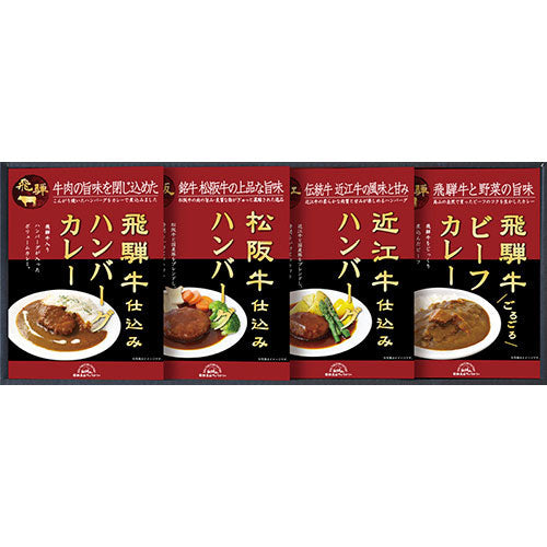 飛騨高山ファクトリー 松阪牛・近江牛・飛騨牛仕込みハンバーグ&カレー詰合せ C4201604