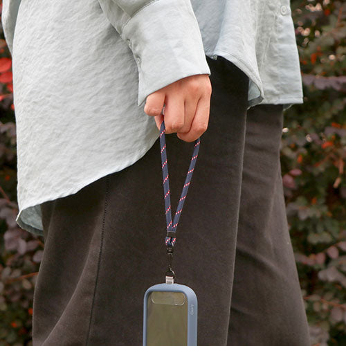LEPLUS NEXT スマートフォン 汎用 ハンドストラップ WRISTY MULTI STRAP 丸紐タイプ D ネイビー/レッド/ホワイト LN-HS01D