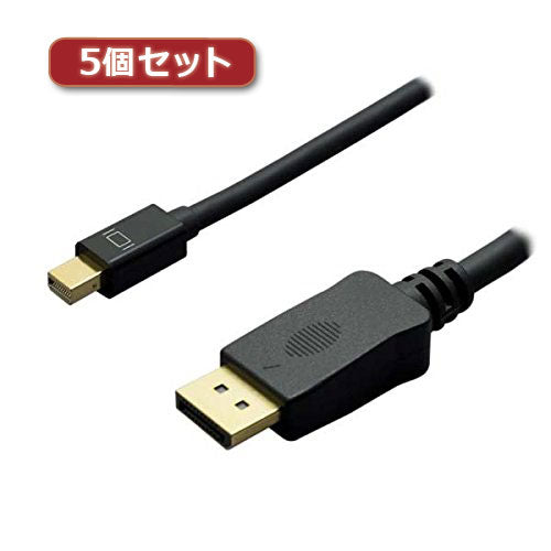 5個セット ミヨシ 4K対応miniDisplayPort-DPケーブル 2m ブラック DPC-4KDP20/BKX5