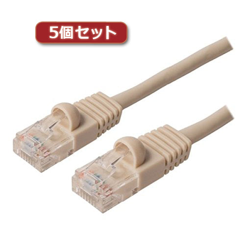 5個セット ミヨシ カテ5eストレ-トLANケーブル 1m アイボリ- TWN-501IVX5