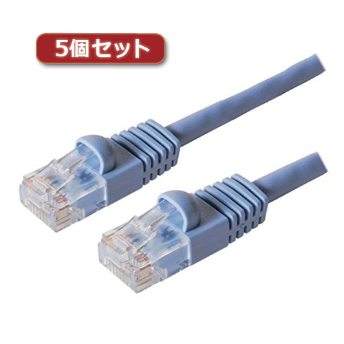 5個セット ミヨシ カテ5eストレ-トLANケーブル 2m ブル- TWN-502BLX5