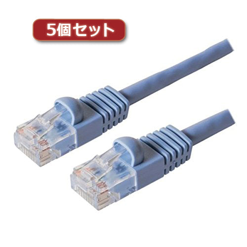 5個セット ミヨシ カテ5eストレ-トLANケーブル 0.3m ブル- TWN-53BLX5