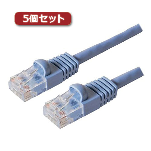 5個セット ミヨシ カテ6ストレ-トLANケーブル 3m ブル- TWN-603BLX5