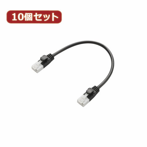 10個セット エレコム　ツメ折れ防止短尺LANケーブル(Cat6準拠) LD-GPYTB BK015X10