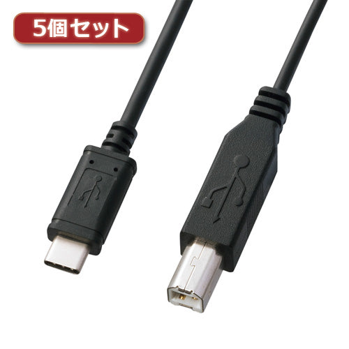 5個セット サンワサプライ USB2.0TypeC-Bケーブル KU-CB20X5