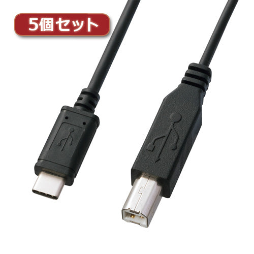 5個セット サンワサプライ USB2.0TypeC-Bケーブル KU-CB10X5