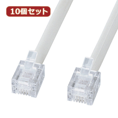 10個セット サンワサプライ エコロジー電話ケーブル(ノーマル) TEL-EN-7N2 TEL-EN-7N2X10