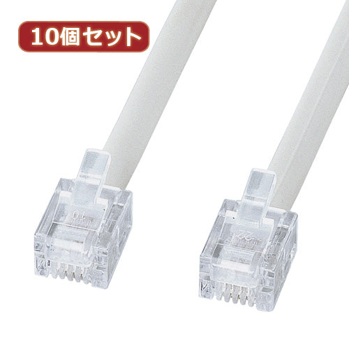 10個セット サンワサプライ エコロジー電話ケーブル(ノーマル) TEL-EN-1N2 TEL-EN-1N2X10