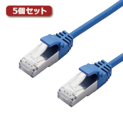 5個セットエレコム LANケーブル/CAT7/スリム/10m/ブルー LD-TWSS/BU10X5