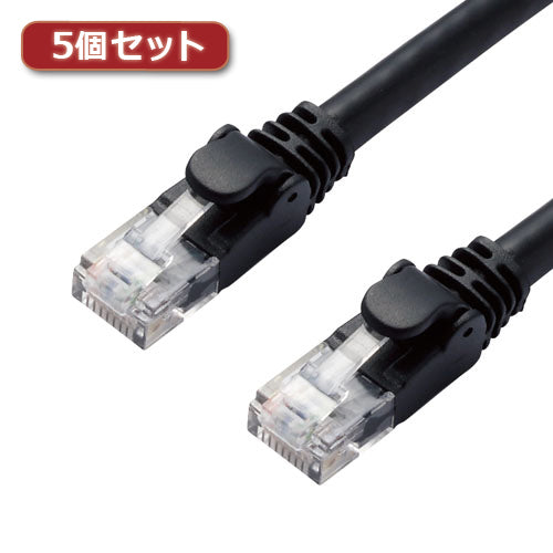 5個セットエレコム LANケーブル/CAT6A/スタンダード/7m/ブラック LD-GPA/BK7X5