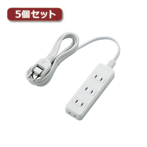 5個セットエレコム 電源タップ(雷ガード付き) T-KS02-2420WH T-KS02-2420WHX5