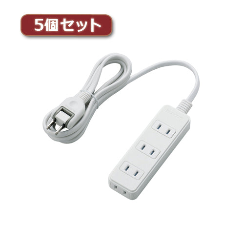5個セットエレコム 電源タップ(雷ガード・ほこりシャッター) T-KST02-22420WH T-KST02-22420WHX5