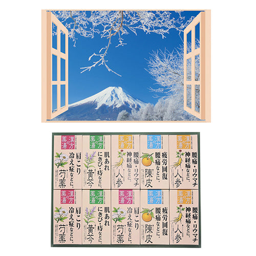 昭プラ お風呂のポスター 四季彩 雪富士 + 薬用入浴剤ギフトセット B6133529+8095654