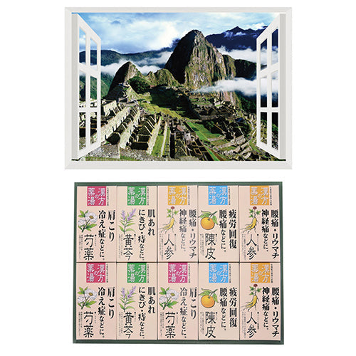 昭プラ お風呂のポスター 世界遺産 マチュピチュ + 薬用入浴剤ギフトセット B6133529+8100442