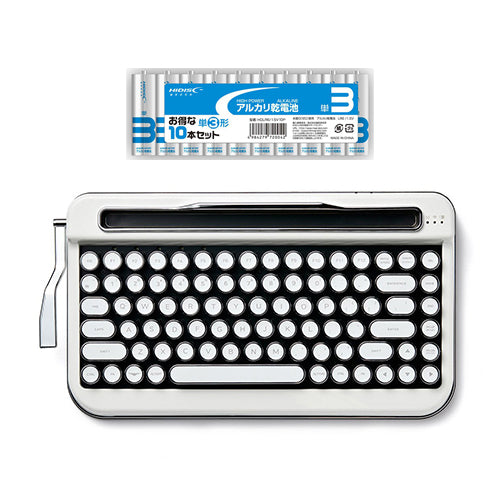 AJAX タイプライター風キーボードPENNA(ペナ) Pure White + アルカリ乾電池 単3形10本パックセット PNADWH+HDLR6/1.5V10P