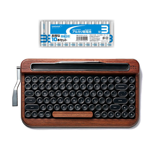 AJAX タイプライター風キーボードPENNA(ペナ) Special Wood + アルカリ乾電池 単3形10本パックセット PNADSW+HDLR6/1.5V10P
