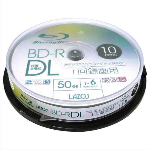 100枚セット(10枚X10個) Lazos BD-R DL  L-BDL10PX10