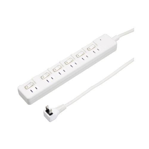 【5個セット】 YAZAWA 雷ガード付6個口節電タップ1mホワイトH8KS661WHX5