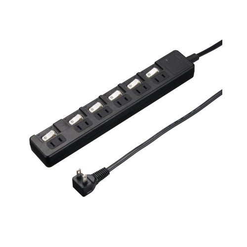 【5個セット】 YAZAWA 雷ガード付6個口節電タップ3mブラックH8KS663BKX5
