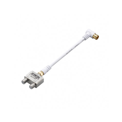【5個セット】 YAZAWA アンテナ2分配器 ケーブル10cm SV/WHATD48L101X5