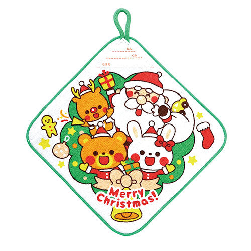 【30個セット】ARTEC ループ付きタオル 小 ハッピークリスマス ATC6722X30