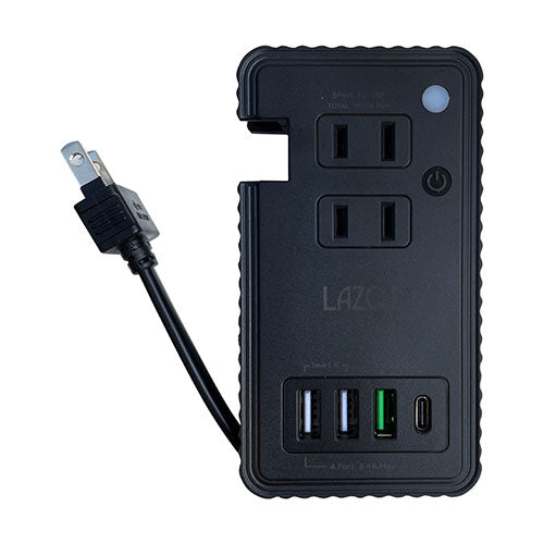 【5個セット】 Lazos マルチ電源タップ ブラック2 L-PSAC-B2X5