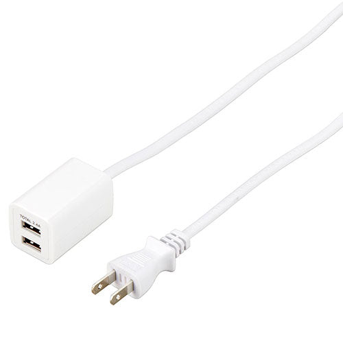 【10個セット】 YAZAWA USBタップ 2ポート 2.4A 0.5m ホワイト H720052UWHX10