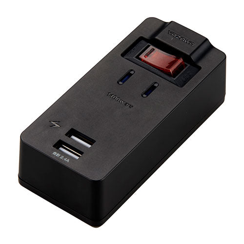 【10個セット】 YAZAWA ブレーカースイッチ付1AC2USB2.4A ブラック H6BKS3102UBKX10