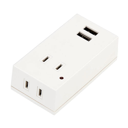 【20個セット】 YAZAWA 雷ガード付フロントタップ型2AC+2USB2.1A ホワイト Y02FSK400WH2UX20