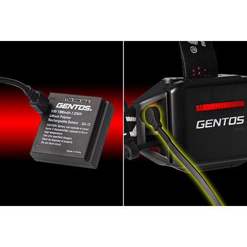 GENTOS ハイエンドモデル Gシリーズ センサー搭載充電式ヘッドライト + アルカリ乾電池 単4形10本 GH-109RG+HDLR03/1.5V10P