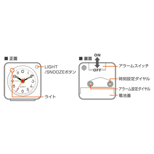 ミヨシ 旅先に持っていけるトラベルミニクロック ホワイト + アルカリ乾電池 単3形10本パックセット MBZ-CLK01/WH+HDLR6/1.5V10P