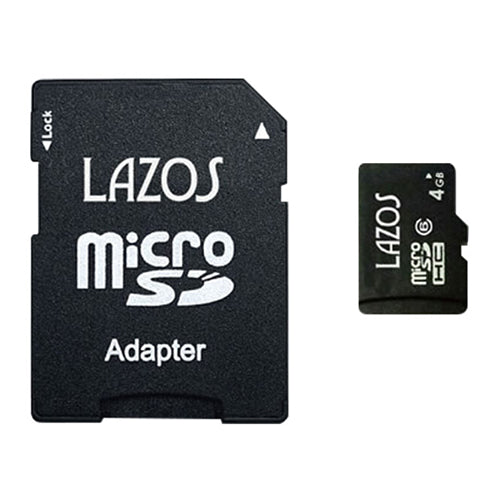 【20個セット】 Lazos microSDHCメモリーカード 4GB CLASS6 紙パッケージ L-B4MSD6X20