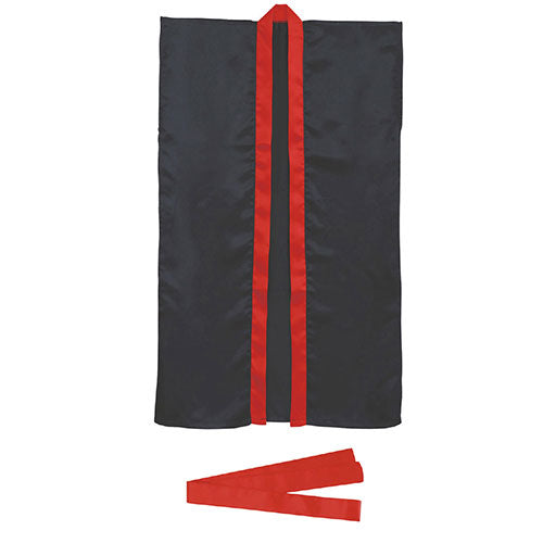 【10個セット】 ARTEC サテンロングハッピ 黒(赤襟) J(ハチマキ付) ATC14427X10