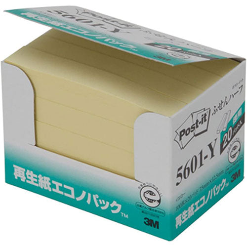 【5個セット】 3M Post-it ポストイット 再生紙エコノパック ふせんハーフ 3M-5601-YX5